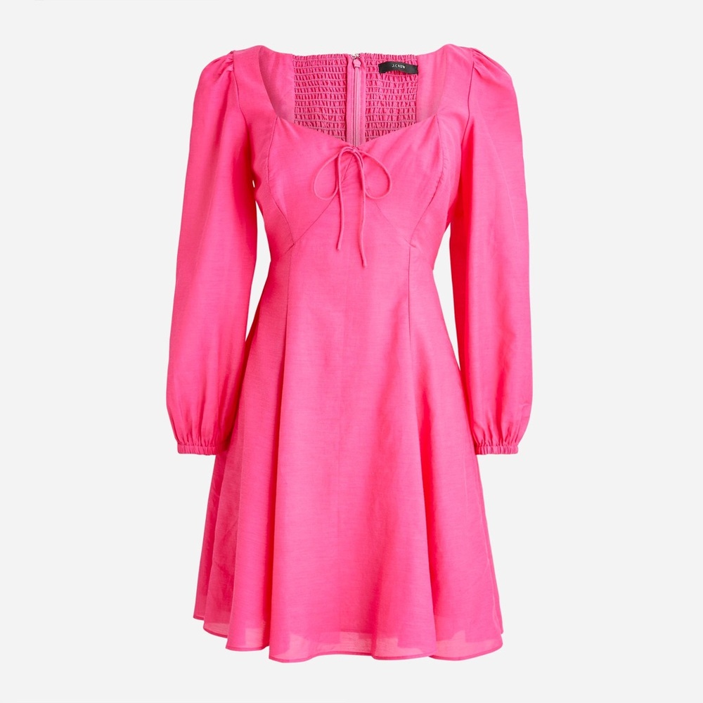 Jcrew sweetheart long sleeve mini dress pink